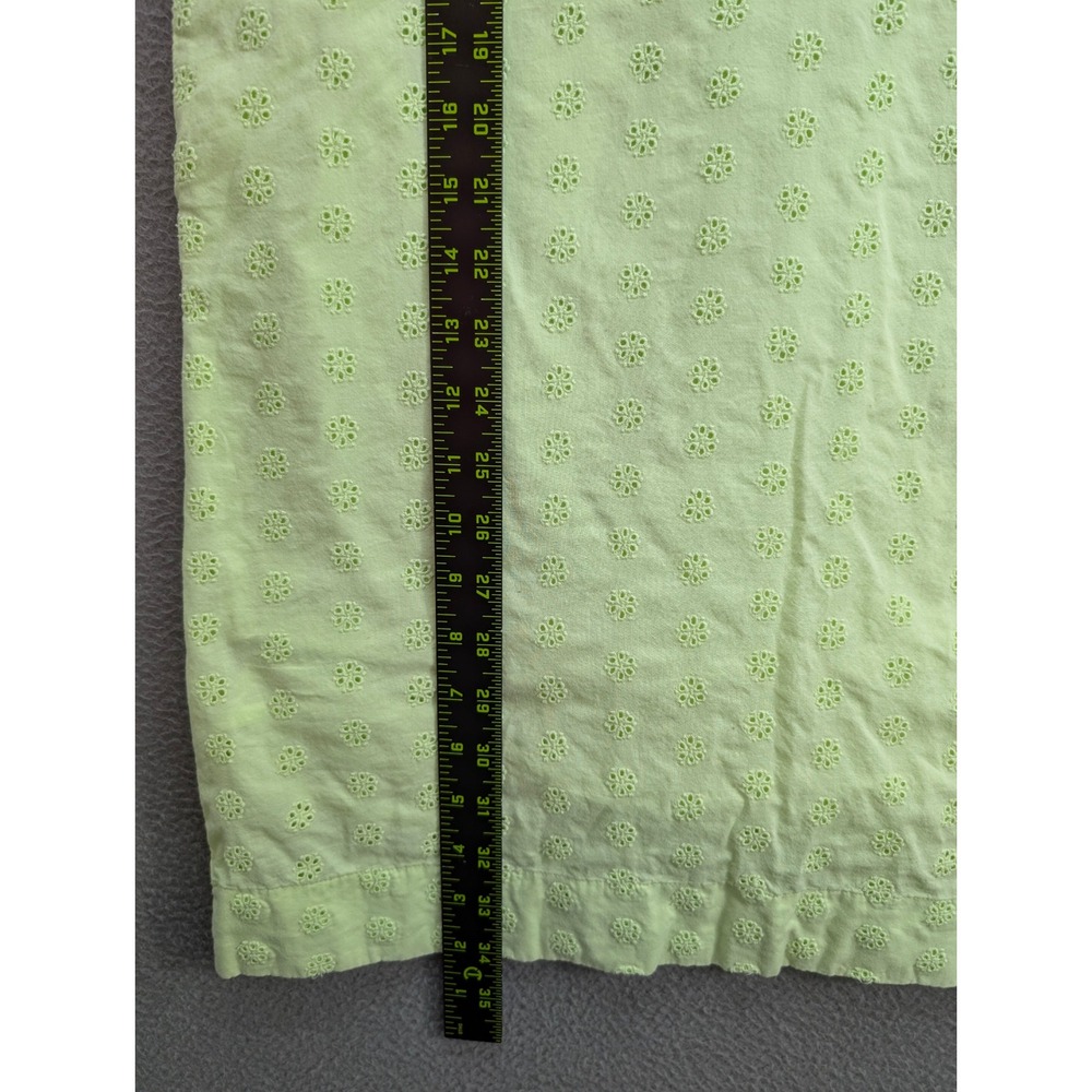 J.Crew Eyelet Shirt Dress Short‎ Sleeve Collared Casual Preppy Women's 00 Green - Picture 8 of 11